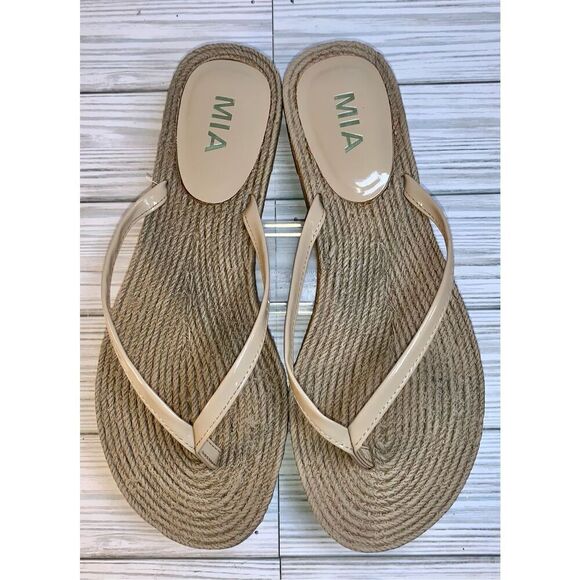 Mia Nazar Tan Braided Espadrille Thong Flip Flop Sandals S:10 - Picture 3 of 9